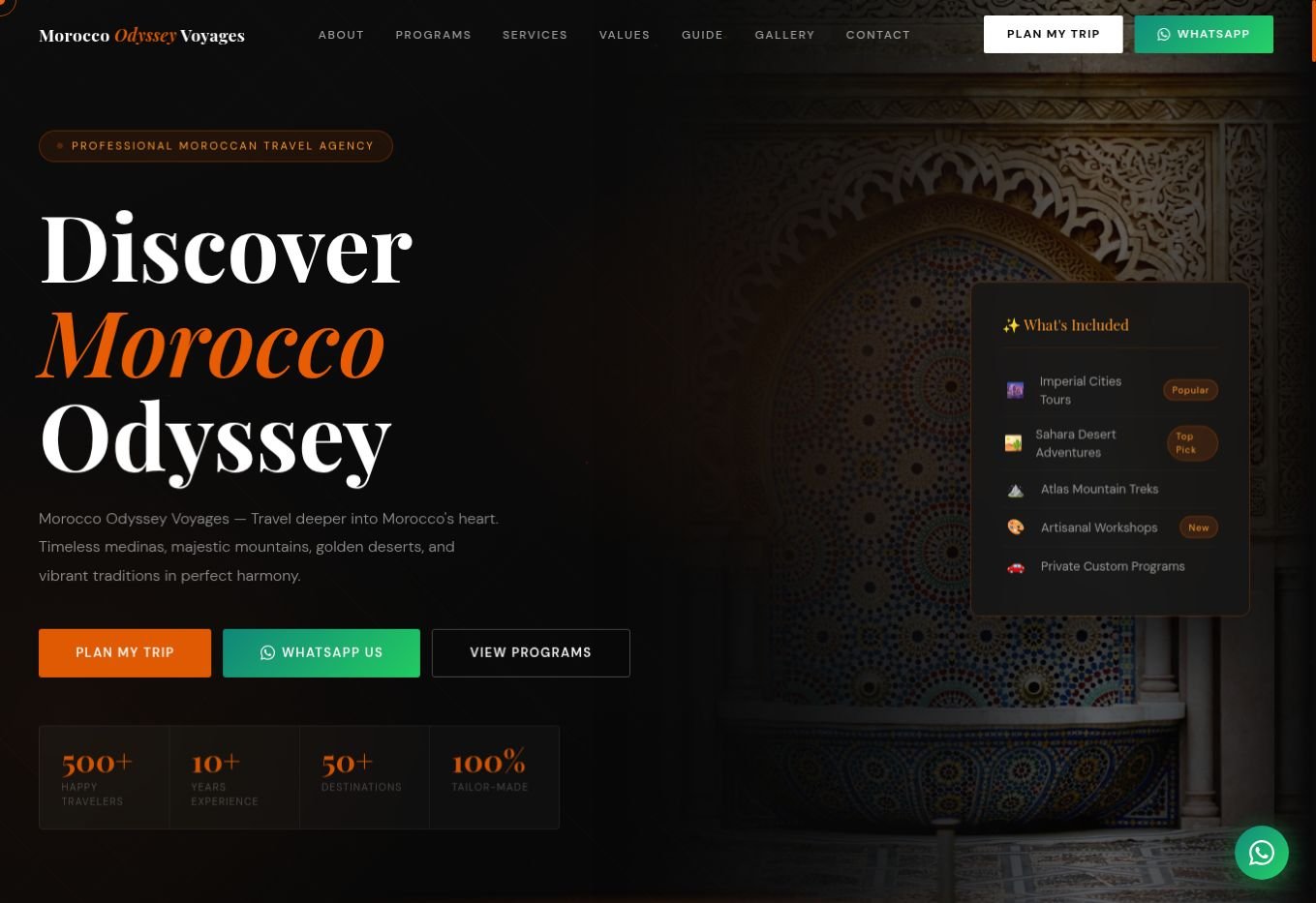 Website preview — Morocco Odyssey Voyages