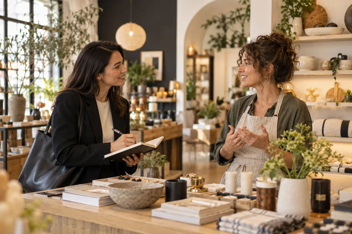 Illustration of a consultant listening to a business owner
