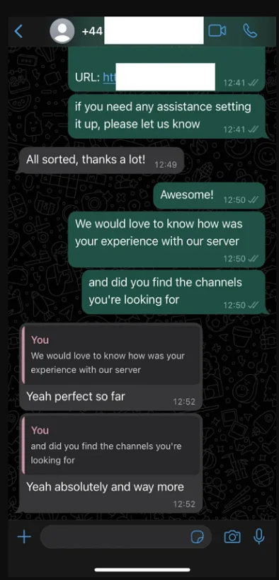 Customer WhatsApp review 3