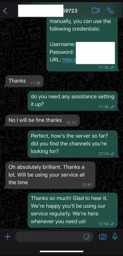 Customer WhatsApp review 4
