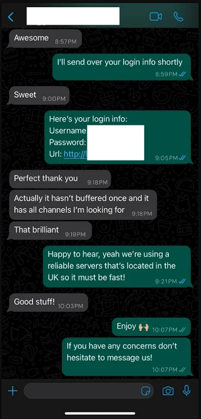 Customer WhatsApp review 1