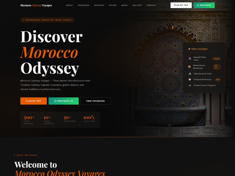 Site web Morocco Odyssey Voyages réalisé par Clikaro